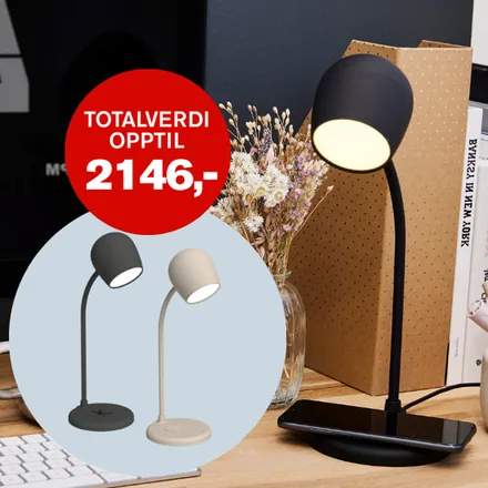 Velkomstpakken fra Krimklubben: Kreafunk Ellie-lampe med ladeplate